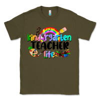 Army Green Kindergarten Teacher Life Classic Tee - LillyAllenDesigns