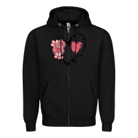 Black mimi flower heart Zipper Hoodie - MaliasSmallBusiness