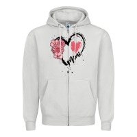 Dove Grey mimi flower heart Zipper Hoodie - MaliasSmallBusiness