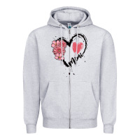 Heather Grey mimi flower heart Zipper Hoodie - MaliasSmallBusiness