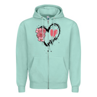 Seafoam mimi flower heart Zipper Hoodie - MaliasSmallBusiness