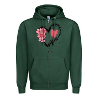Sports Green mimi flower heart Zipper Hoodie - MaliasSmallBusiness