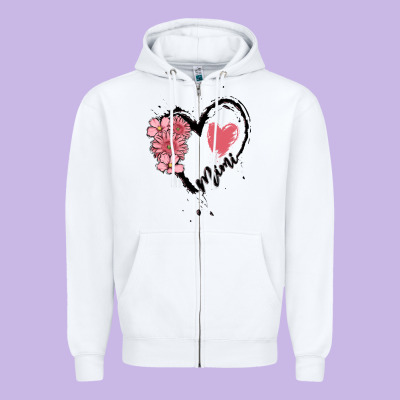 Mimi Flower Heart Zipper Hoodie Designed By Maliassmallbusiness
