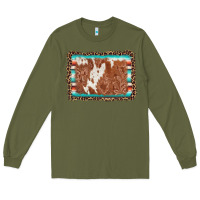 Army Green leopard serape cowhide  leather background Long Sleeve Tee - AdoDesignShop