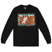 Black leopard serape cowhide  leather background Long Sleeve Tee - AdoDesignShop