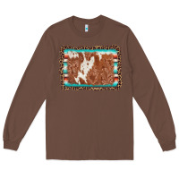Chestnut leopard serape cowhide  leather background Long Sleeve Tee - AdoDesignShop