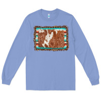Colony Blue leopard serape cowhide  leather background Long Sleeve Tee - AdoDesignShop