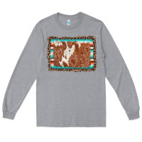 Heather Grey leopard serape cowhide  leather background Long Sleeve Tee - AdoDesignShop