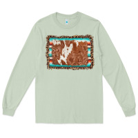 Matcha leopard serape cowhide  leather background Long Sleeve Tee - AdoDesignShop