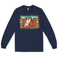 Navy leopard serape cowhide  leather background Long Sleeve Tee - AdoDesignShop
