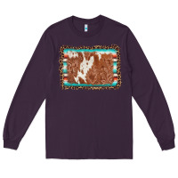 Plum leopard serape cowhide  leather background Long Sleeve Tee - AdoDesignShop