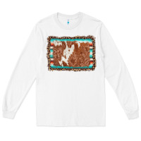 White leopard serape cowhide  leather background Long Sleeve Tee - AdoDesignShop