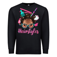Black Afro Bantu Knots Hairstyles Messy Bun With Clasp Bbs Premium Sweatshirt - BundleAndBundleShop