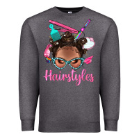 Charcoal Heather Afro Bantu Knots Hairstyles Messy Bun With Clasp Bbs Premium Sweatshirt - BundleAndBundleShop