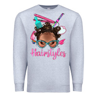 Heather Grey Afro Bantu Knots Hairstyles Messy Bun With Clasp Bbs Premium Sweatshirt - BundleAndBundleShop
