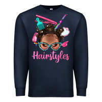 Navy Afro Bantu Knots Hairstyles Messy Bun With Clasp Bbs Premium Sweatshirt - BundleAndBundleShop