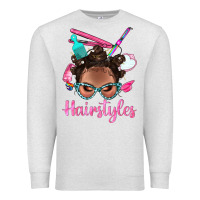 Oatmeal Heather Afro Bantu Knots Hairstyles Messy Bun With Clasp Bbs Premium Sweatshirt - BundleAndBundleShop