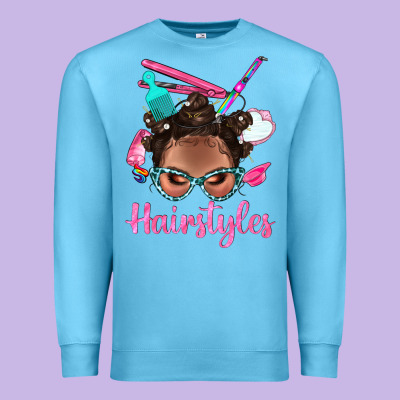 Afro Bantu Knots Hairstyles Messy Bun With Clasp Bbs Premium Sweatshirt Designed By Bundleandbundleshop