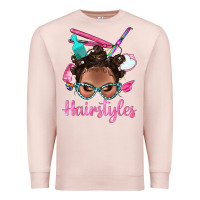 Pale Pink Afro Bantu Knots Hairstyles Messy Bun With Clasp Bbs Premium Sweatshirt - BundleAndBundleShop
