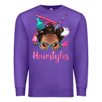 Purple Afro Bantu Knots Hairstyles Messy Bun With Clasp Bbs Premium Sweatshirt - BundleAndBundleShop