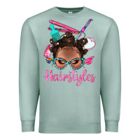 Seafoam Afro Bantu Knots Hairstyles Messy Bun With Clasp Bbs Premium Sweatshirt - BundleAndBundleShop