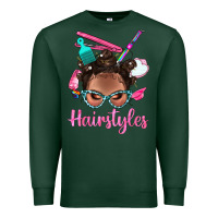 Sports Green Afro Bantu Knots Hairstyles Messy Bun With Clasp Bbs Premium Sweatshirt - BundleAndBundleShop