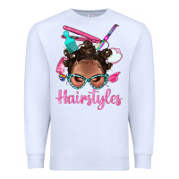White Afro Bantu Knots Hairstyles Messy Bun With Clasp Bbs Premium Sweatshirt - BundleAndBundleShop