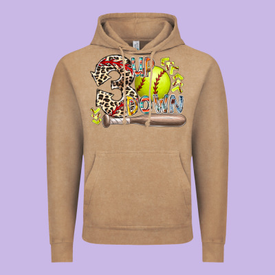 Three Up Down Softball Vintage Hoodie Designed By Racoondesign