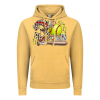 Vintage Mustard three up down softball Vintage Hoodie - RacoonDesign