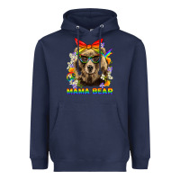 Navy Mama Bear Pride LGBTQ+ Heavyweight Hoodie - BundleAndBundleShop