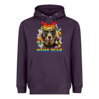Plum Mama Bear Pride LGBTQ+ Heavyweight Hoodie - BundleAndBundleShop