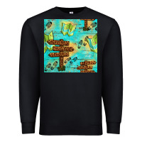 Black Wooden Signboard And Gamping Map Seamless Pattern Premium Sweatshirt - BundleAndBundleShop