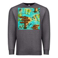 Charcoal Heather Wooden Signboard And Gamping Map Seamless Pattern Premium Sweatshirt - BundleAndBundleShop
