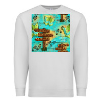 Dove Grey Wooden Signboard And Gamping Map Seamless Pattern Premium Sweatshirt - BundleAndBundleShop