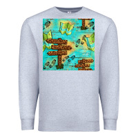Heather Grey Wooden Signboard And Gamping Map Seamless Pattern Premium Sweatshirt - BundleAndBundleShop