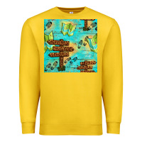 Lemon Wooden Signboard And Gamping Map Seamless Pattern Premium Sweatshirt - BundleAndBundleShop
