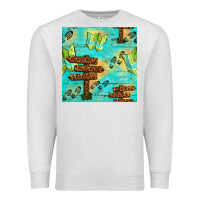 Oatmeal Heather Wooden Signboard And Gamping Map Seamless Pattern Premium Sweatshirt - BundleAndBundleShop