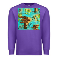 Purple Wooden Signboard And Gamping Map Seamless Pattern Premium Sweatshirt - BundleAndBundleShop