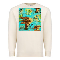 Sandshell Wooden Signboard And Gamping Map Seamless Pattern Premium Sweatshirt - BundleAndBundleShop