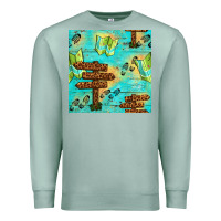 Seafoam Wooden Signboard And Gamping Map Seamless Pattern Premium Sweatshirt - BundleAndBundleShop