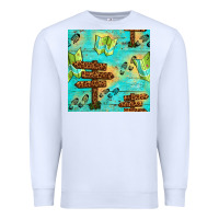 White Wooden Signboard And Gamping Map Seamless Pattern Premium Sweatshirt - BundleAndBundleShop