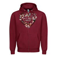 Burgundy but first coffee Zipper Hoodie - MaliasSmallBusiness