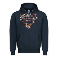 Navy but first coffee Zipper Hoodie - MaliasSmallBusiness
