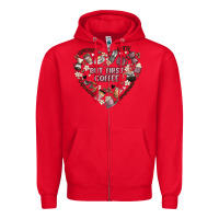 Red but first coffee Zipper Hoodie - MaliasSmallBusiness