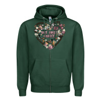 Sports Green but first coffee Zipper Hoodie - MaliasSmallBusiness