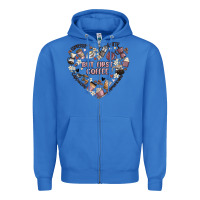 True Royal but first coffee Zipper Hoodie - MaliasSmallBusiness