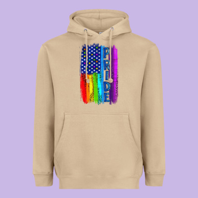 Pride Lgbtq+ American Flag Heavyweight Hoodie Designed By Bundleandbundleshop