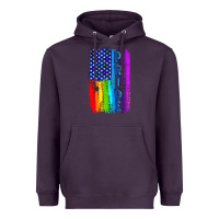 Plum Pride LGBTQ+ American Flag Heavyweight Hoodie - BundleAndBundleShop
