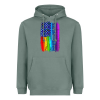 Sage Pride LGBTQ+ American Flag Heavyweight Hoodie - BundleAndBundleShop