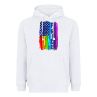 White Pride LGBTQ+ American Flag Heavyweight Hoodie - BundleAndBundleShop